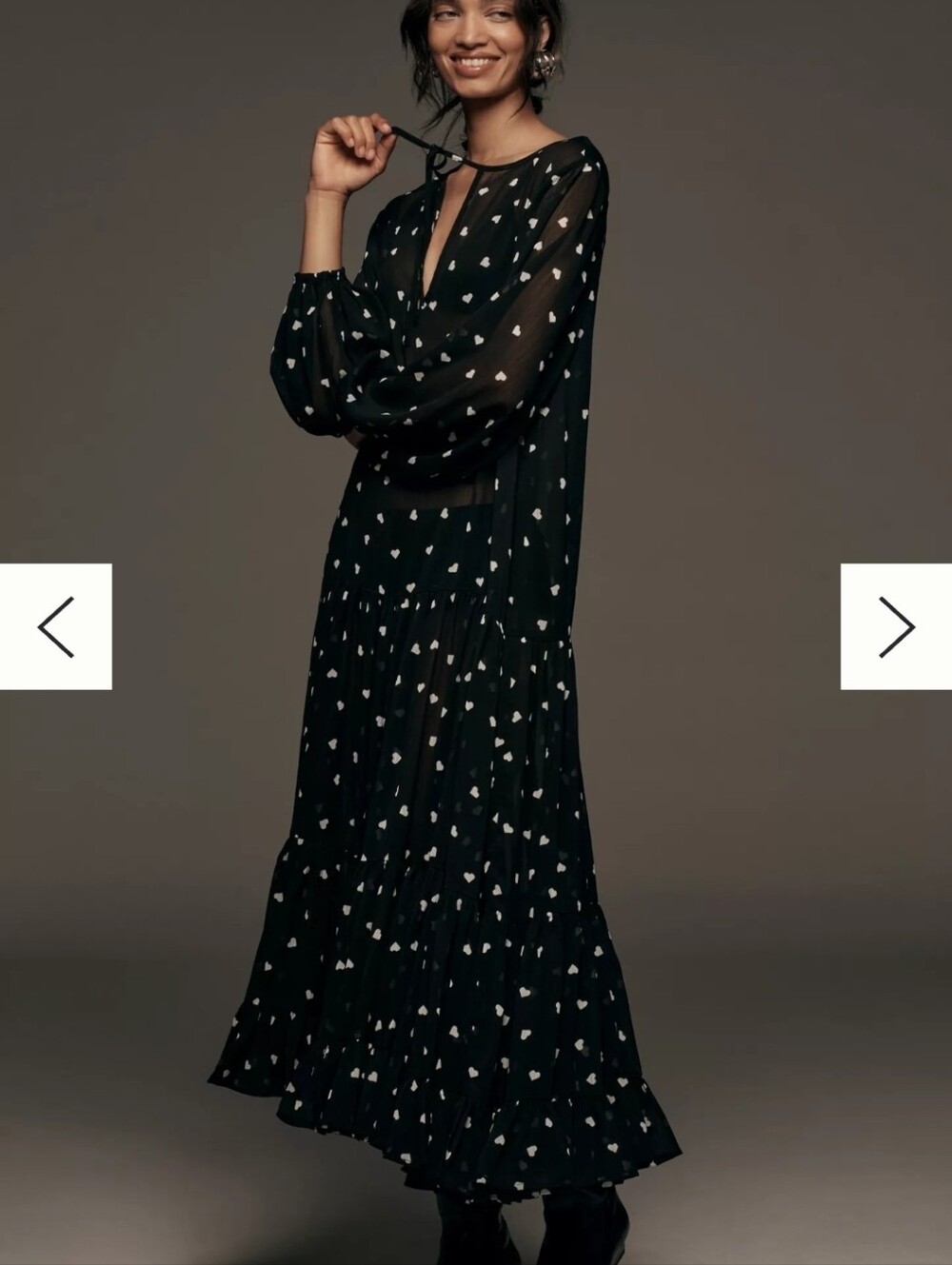 Maeve Sheer Ditsy Heart Kaftan Midi/Maxi Dress One Size